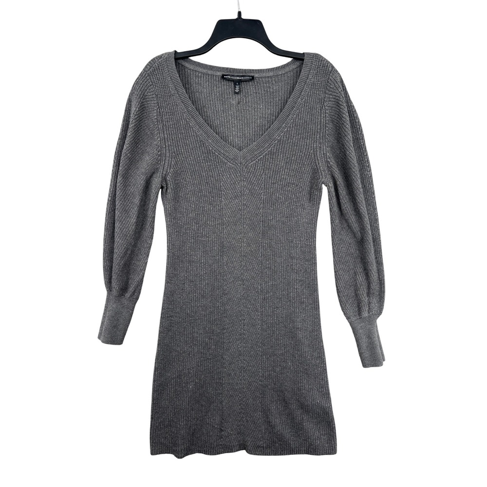 White House Black Market‎ Ribbed Sweater Dress Size L Wool Capsule Minimalist